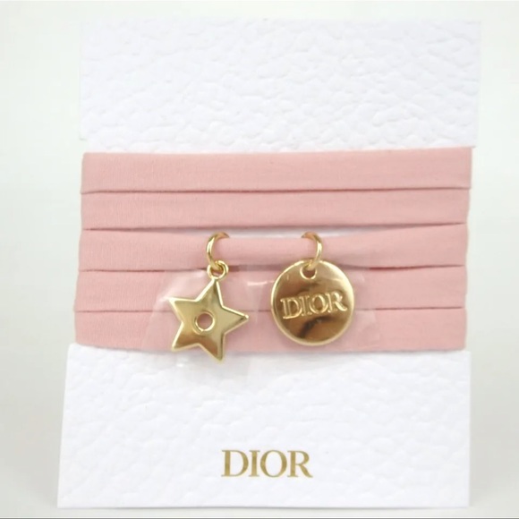 AUTH Christian Dior Set of 3 Hair Tie Scrunchie Key Ring Bracelet Choker - Picture 3 of 5